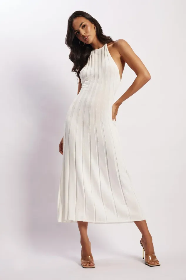 Meshki Midi Dresses Women Adrienne Halter Neck Midi Dress 8211 White White