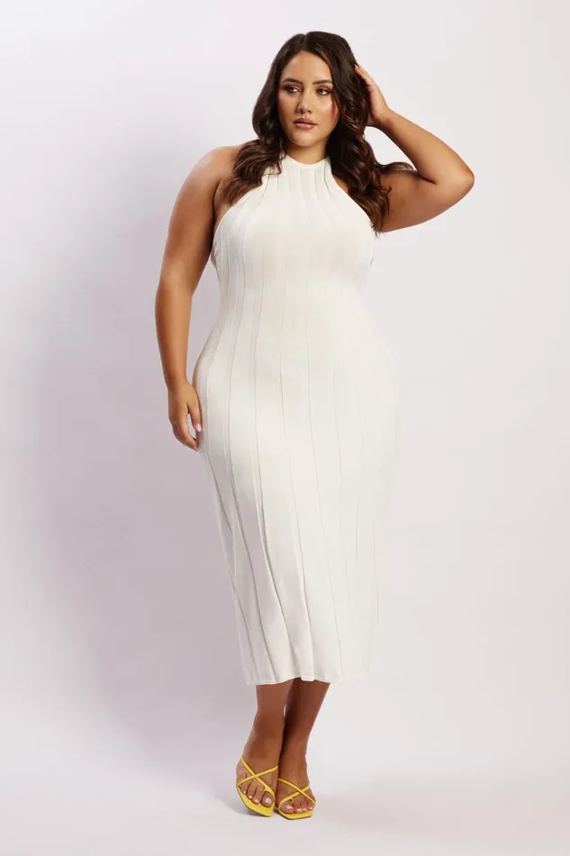 Meshki Midi Dresses Women Adrienne Halter Neck Midi Dress 8211 White White