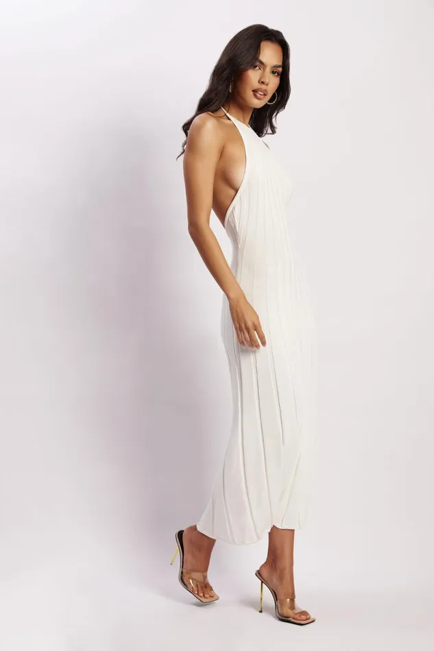 Meshki Midi Dresses Women Adrienne Halter Neck Midi Dress 8211 White White