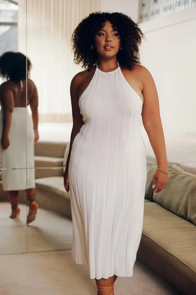 Meshki Midi Dresses Women Adrienne Halter Neck Midi Dress 8211 White White