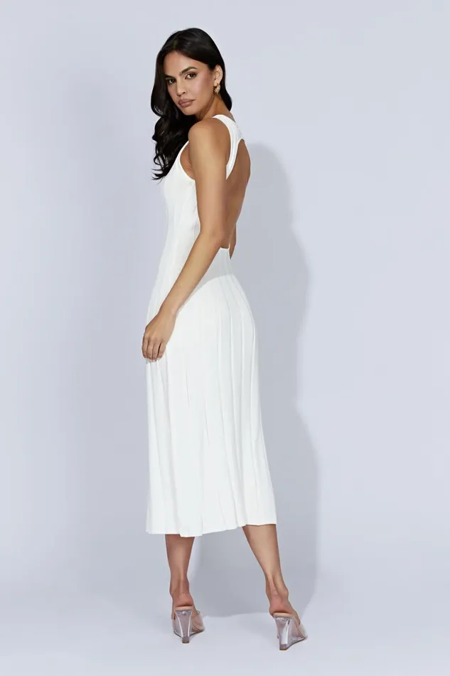 Meshki Midi Dresses Women Aspen Back Keyhole Knit Midi Dress 8211 White White Meshki Midi Dresses Women Aspen Back Keyhole Knit Midi Dress 8211 White White