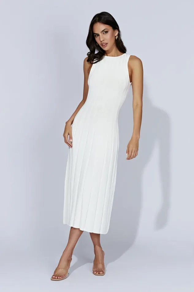 Meshki Midi Dresses Women Aspen Back Keyhole Knit Midi Dress 8211 White White
