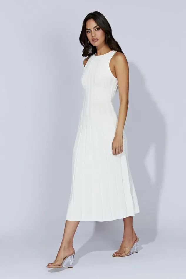 Meshki Midi Dresses Women Aspen Back Keyhole Knit Midi Dress 8211 White White