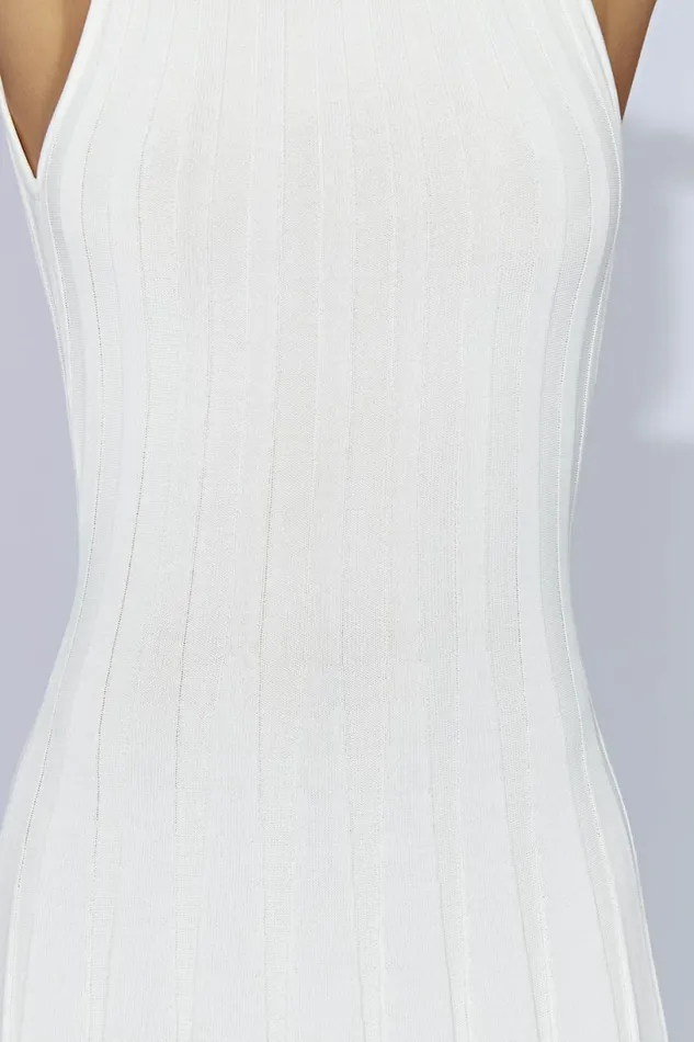 Meshki Midi Dresses Women Aspen Back Keyhole Knit Midi Dress 8211 White White