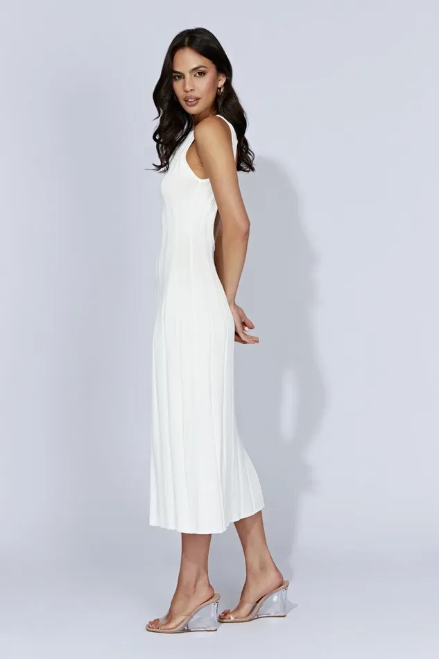 Meshki Midi Dresses Women Aspen Back Keyhole Knit Midi Dress 8211 White White
