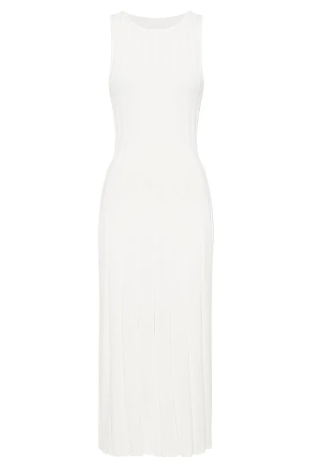 Meshki Midi Dresses Women Aspen Back Keyhole Knit Midi Dress 8211 White White