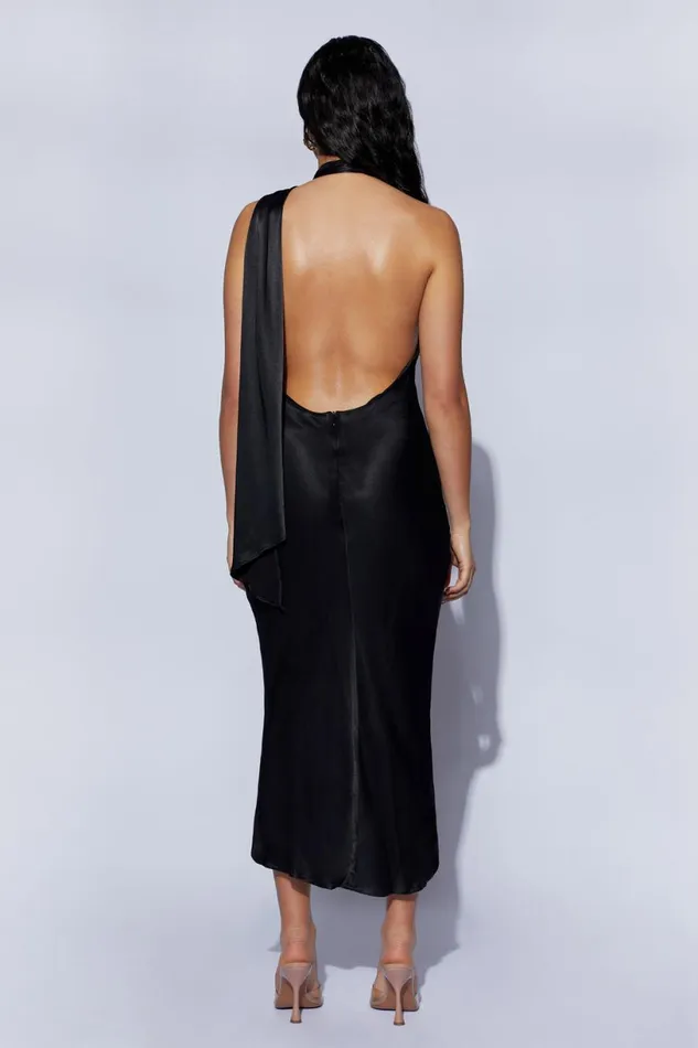 Meshki Midi Dresses Women Astrella Neck Wrap Midi ALine Dress 8211 Black Black