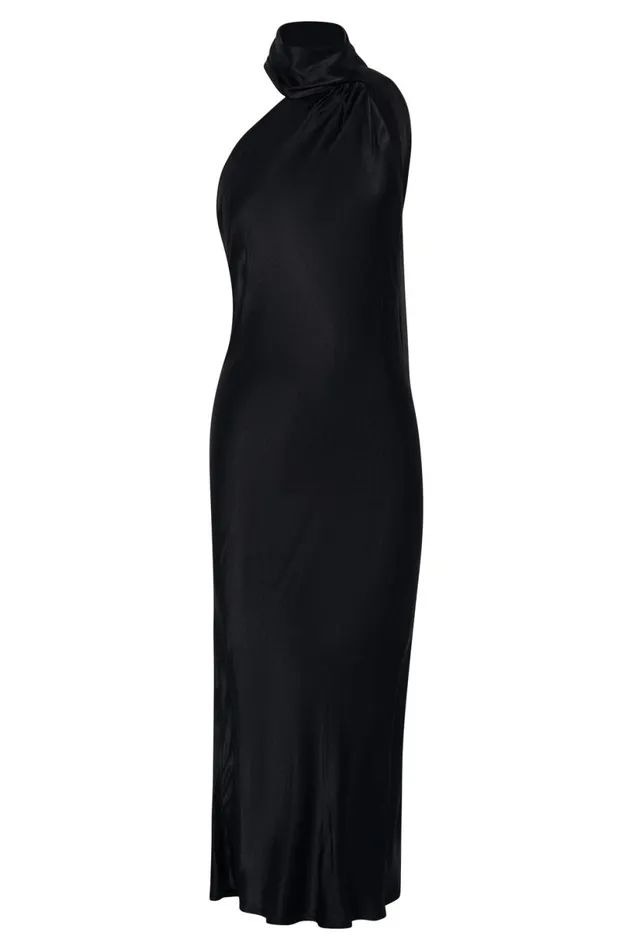 Meshki Midi Dresses Women Astrella Neck Wrap Midi ALine Dress 8211 Black Black