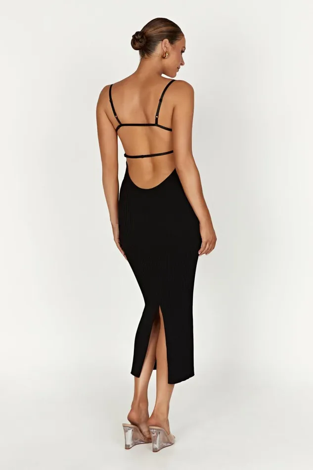 Meshki Midi Dresses Women Avalon Backless Knit Midi Dress 8211 Black Black