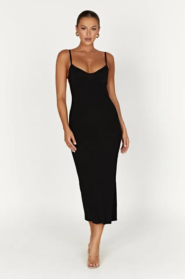 Meshki Midi Dresses Women Avalon Backless Knit Midi Dress 8211 Black Black