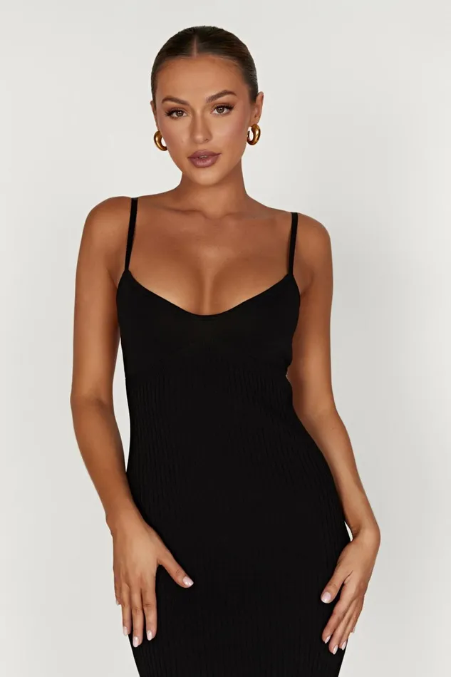 Meshki Midi Dresses Women Avalon Backless Knit Midi Dress 8211 Black Black