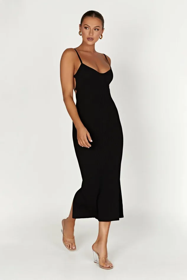 Meshki Midi Dresses Women Avalon Backless Knit Midi Dress 8211 Black Black