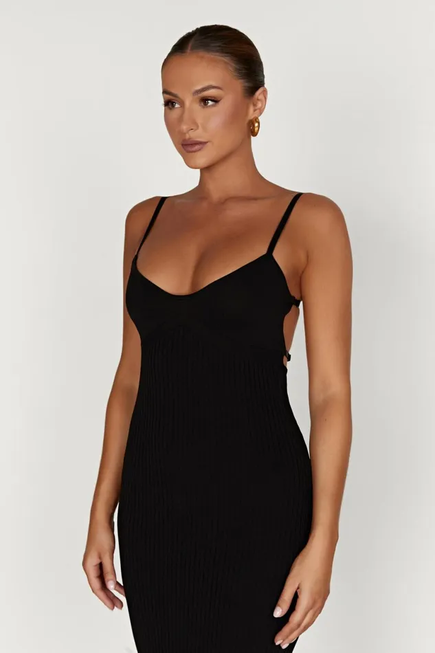 Meshki Midi Dresses Women Avalon Backless Knit Midi Dress 8211 Black Black