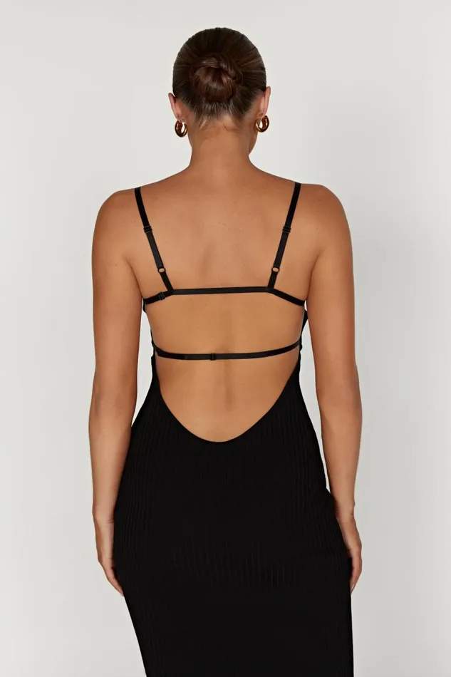 Meshki Midi Dresses Women Avalon Backless Knit Midi Dress 8211 Black Black