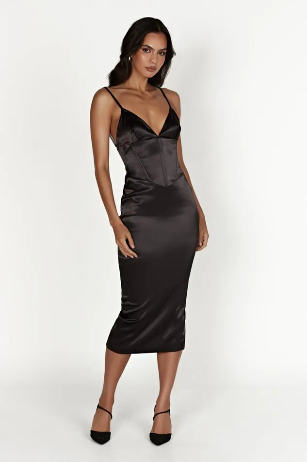 Meshki Midi Dresses Women Brie Corset Midi Dress 8211 Black Black