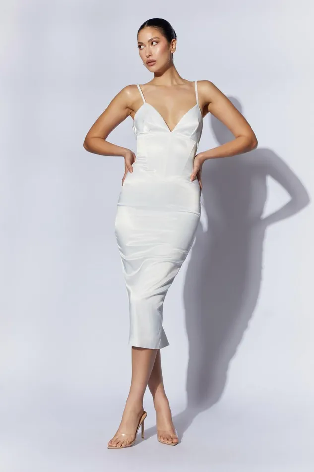 Meshki Midi Dresses Women Brie Corset Midi Dress 8211 White White Meshki Midi Dresses Women Brie Corset Midi Dress 8211 White White