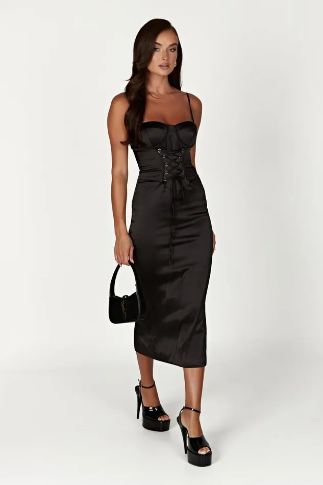 Meshki Midi Dresses Women Camelia Corset Midi Dress 8211 Black Black