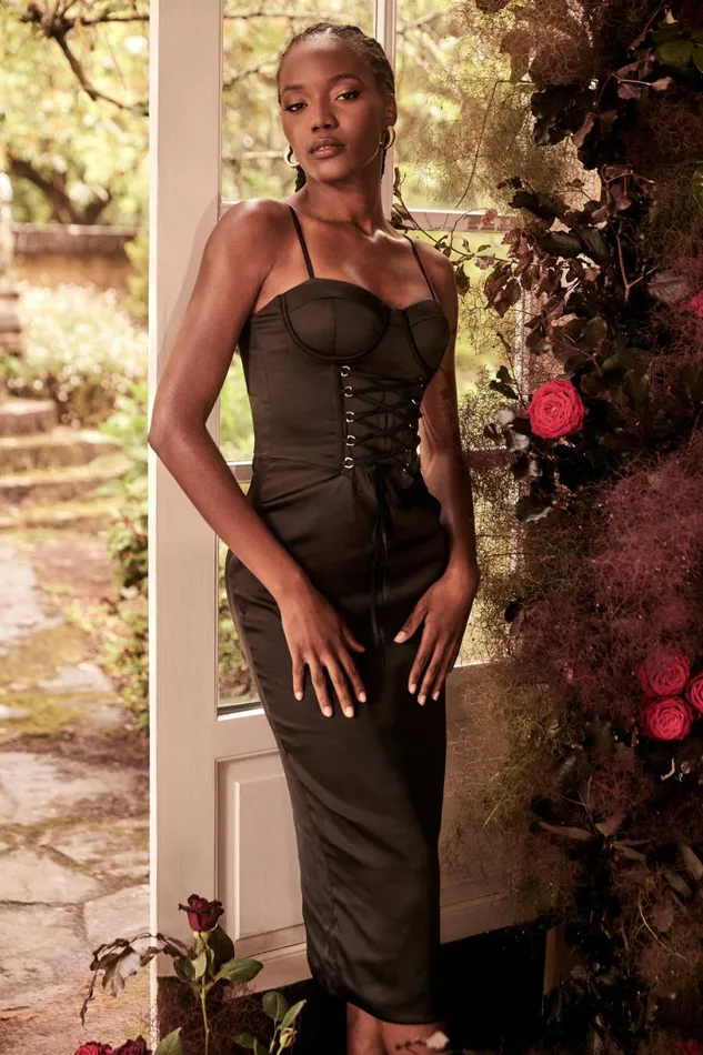 Meshki Midi Dresses Women Camelia Corset Midi Dress 8211 Black Black Meshki Midi Dresses Women Camelia Corset Midi Dress 8211 Black Black