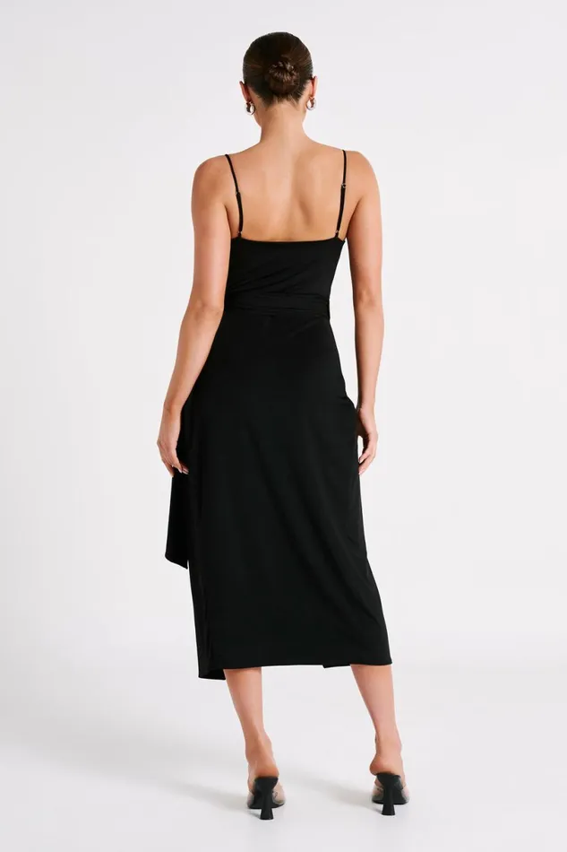 Meshki Midi Dresses Women Caroline Draped Wrap Midi Dress 8211 Black Black