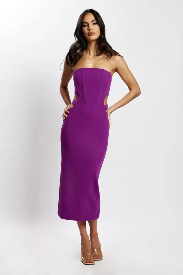 Meshki Midi Dresses Women Catherine Cut Out Midi Dress 8211 Violet Violet Meshki Midi Dresses Women Catherine Cut Out Midi Dress 8211 Violet Violet