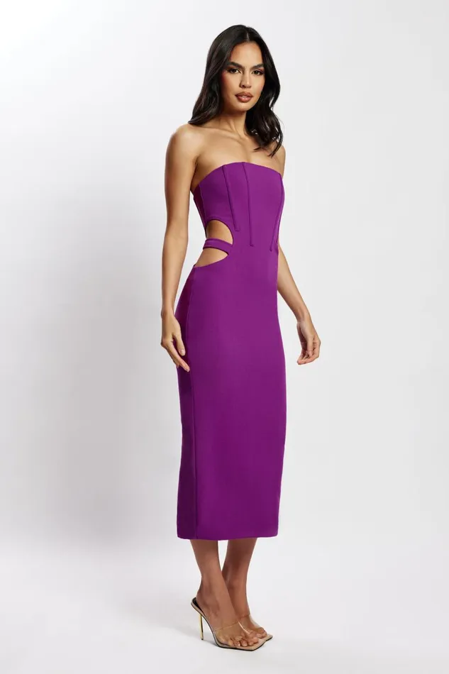 Meshki Midi Dresses Women Catherine Cut Out Midi Dress 8211 Violet Violet Meshki Midi Dresses Women Catherine Cut Out Midi Dress 8211 Violet Violet