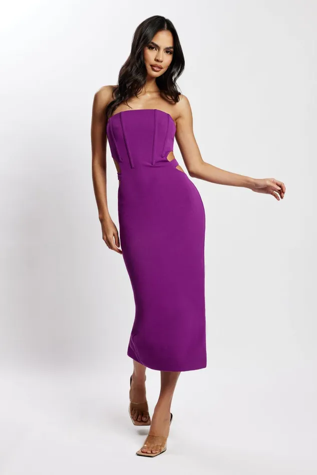 Meshki Midi Dresses Women Catherine Cut Out Midi Dress 8211 Violet Violet Meshki Midi Dresses Women Catherine Cut Out Midi Dress 8211 Violet Violet