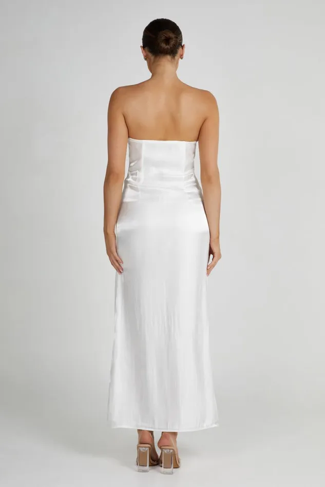 Meshki Midi Dresses Women Chantelle Liquid Satin Midi Dress 8211 White White Meshki Midi Dresses Women Chantelle Liquid Satin Midi Dress 8211 White White