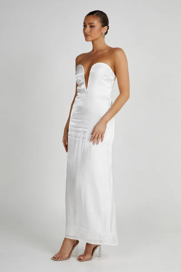 Meshki Midi Dresses Women Chantelle Liquid Satin Midi Dress 8211 White White Meshki Midi Dresses Women Chantelle Liquid Satin Midi Dress 8211 White White