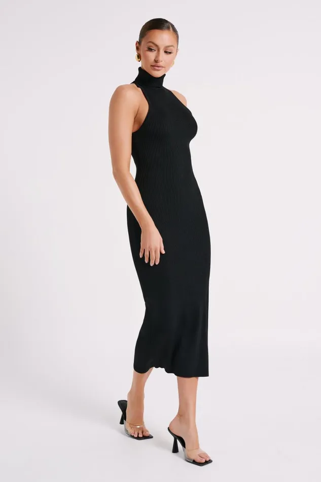Meshki Midi Dresses Women Connie Turtleneck Knit Midi Dress 8211 Black Black