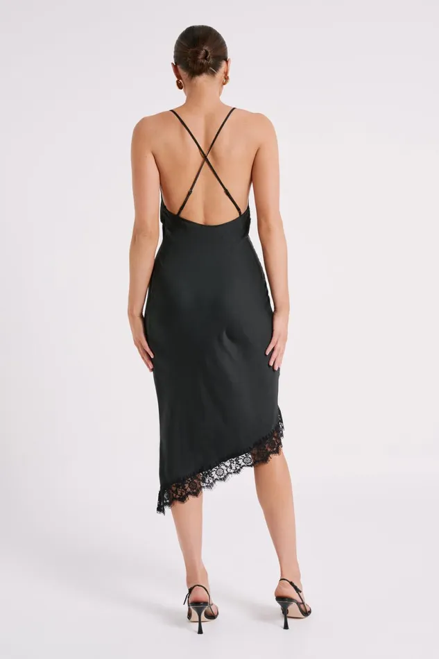 Meshki Midi Dresses Women Crawford Satin Midi Dress 8211 Black Black