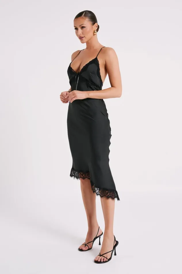 Meshki Midi Dresses Women Crawford Satin Midi Dress 8211 Black Black