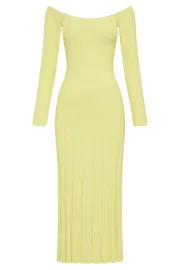 Meshki Midi Dresses Women Emmeline Long Sleeve Rib Knit Midi Dress 8211 Lemon Lemon