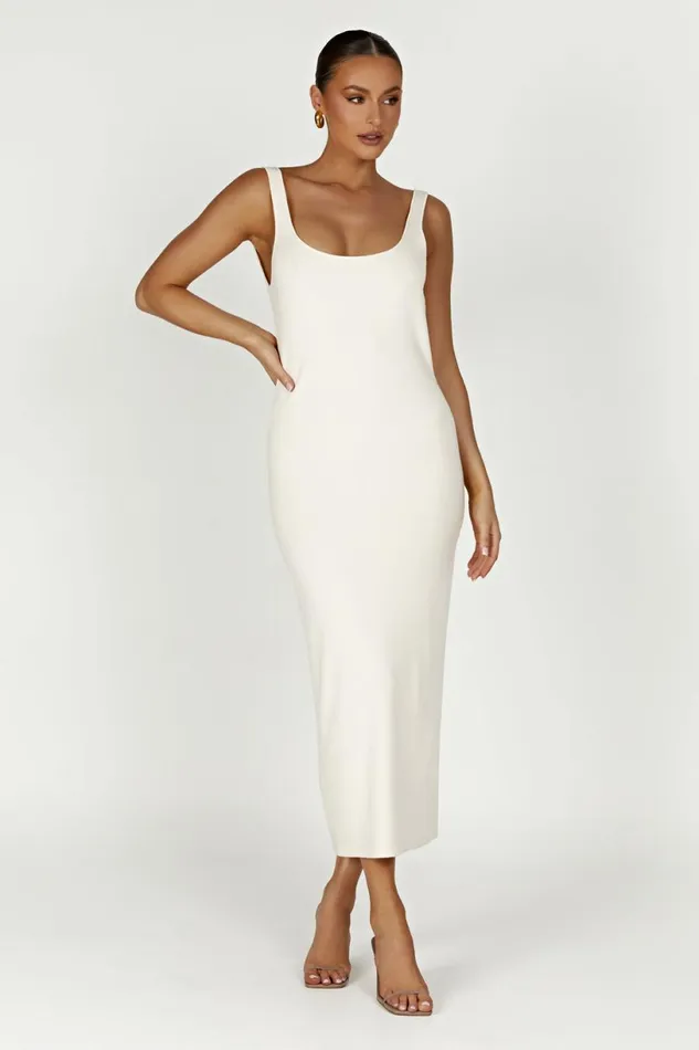 Meshki Midi Dresses Women Janie Backless Knit Midi Dress 8211 Cream Cream