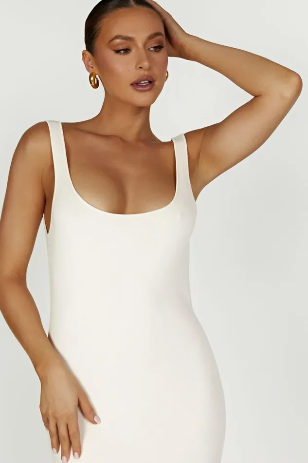 Meshki Midi Dresses Women Janie Backless Knit Midi Dress 8211 Cream Cream
