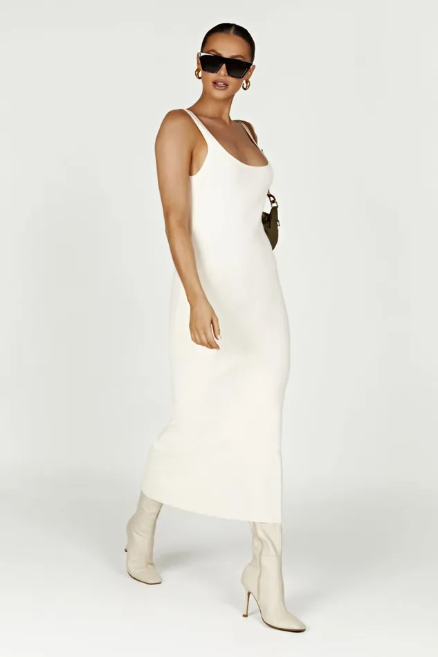 Meshki Midi Dresses Women Janie Backless Knit Midi Dress 8211 Cream Cream