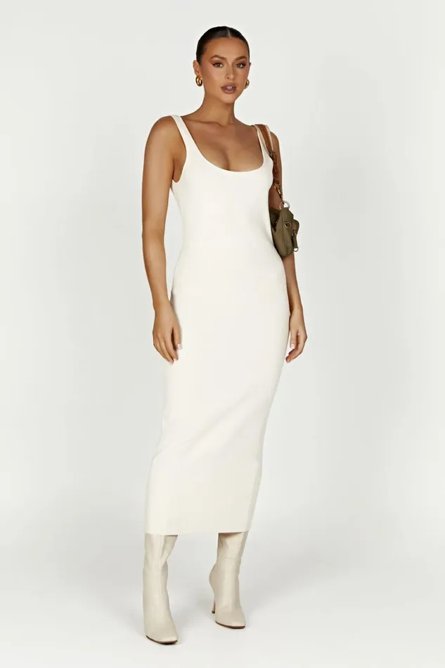 Meshki Midi Dresses Women Janie Backless Knit Midi Dress 8211 Cream Cream