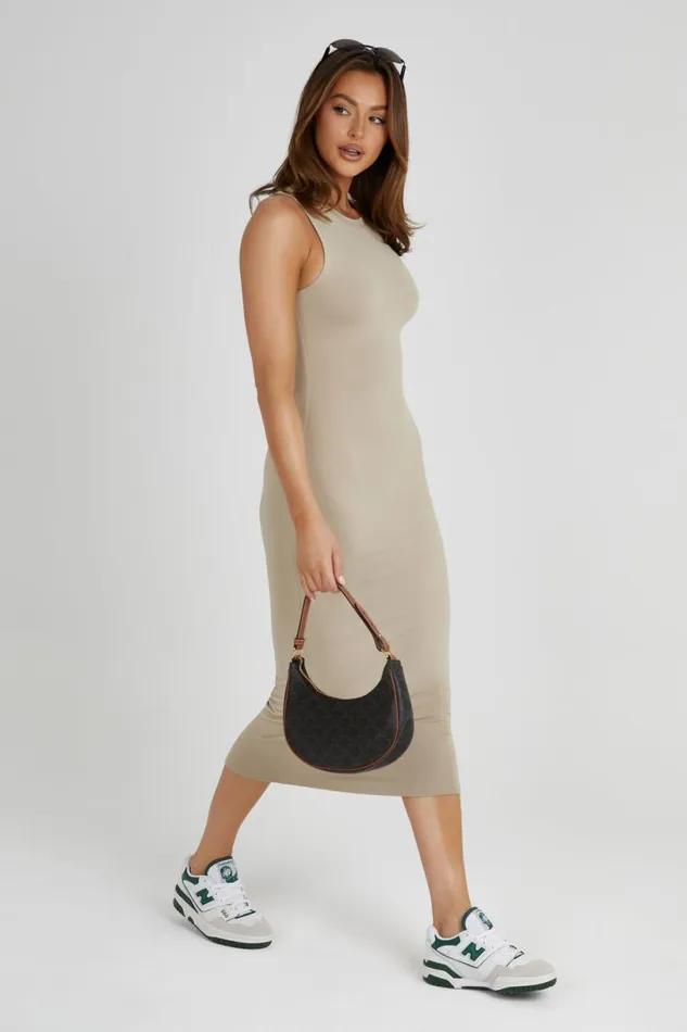 Meshki Midi Dresses Women Jill Sleeveless Tank Midi Dress 8211 Taupe Taupe