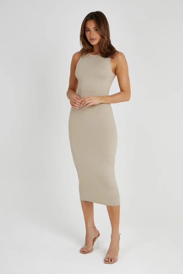 Meshki Midi Dresses Women Jill Sleeveless Tank Midi Dress 8211 Taupe Taupe