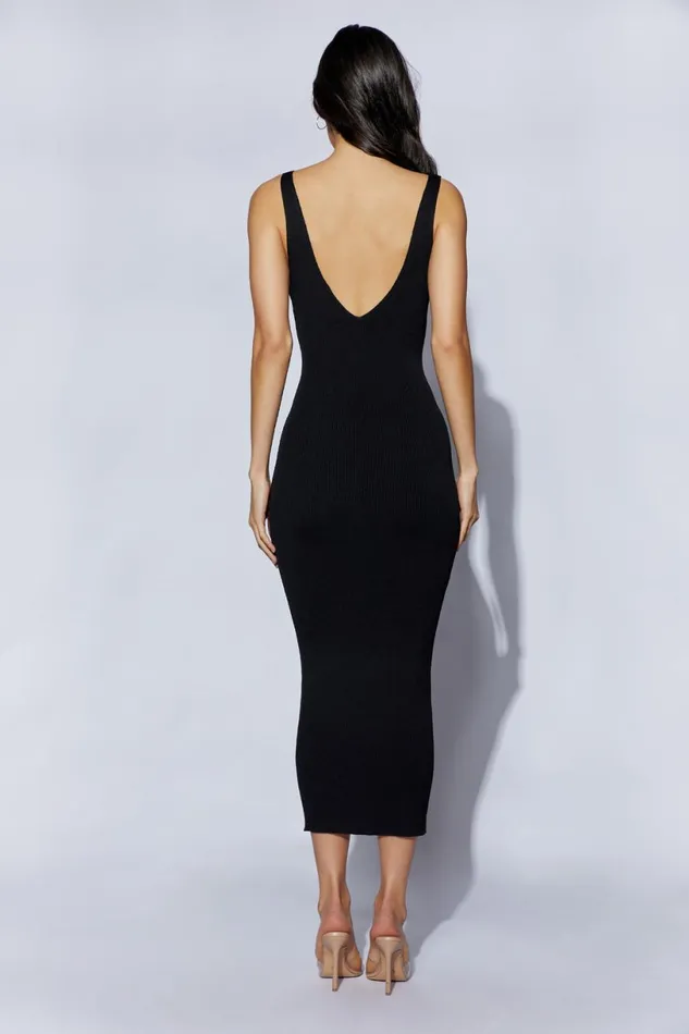 Meshki Midi Dresses Women Jodie V Neck Midi Dress 8211 Black Black
