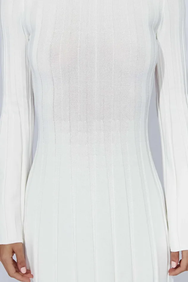 Meshki Midi Dresses Women Juniper Flare Sleeve Knit Midi Dress 8211 White White