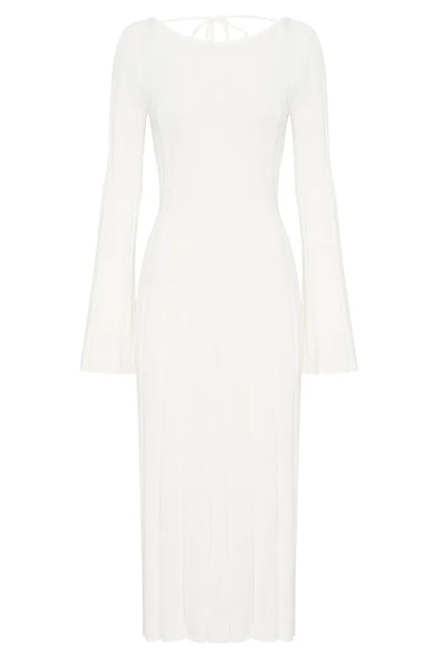 Meshki Midi Dresses Women Juniper Flare Sleeve Knit Midi Dress 8211 White White