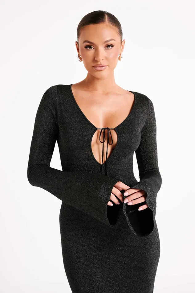 Meshki Midi Dresses Women Kamila Long Sleeve Midi Dress 8211 Black Black