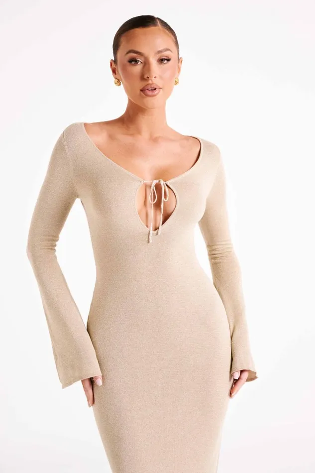 Meshki Midi Dresses Women Kamila Long Sleeve Midi Dress 8211 Gold Gold