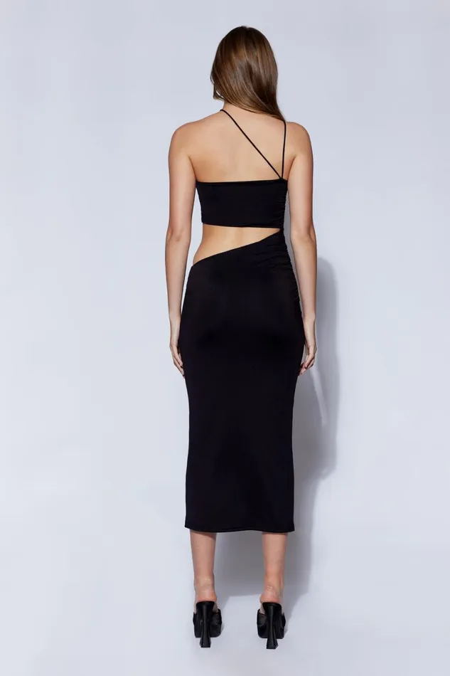 Meshki Midi Dresses Women Keira Side Cut Out Midi Dress 8211 Black Black Meshki Midi Dresses Women Keira Side Cut Out Midi Dress 8211 Black Black
