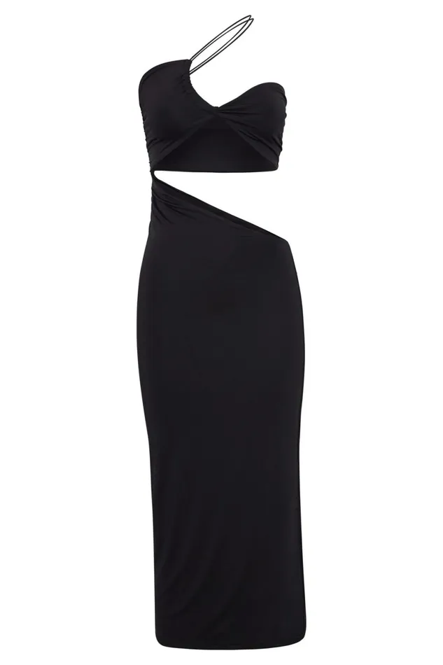 Meshki Midi Dresses Women Keira Side Cut Out Midi Dress 8211 Black Black Meshki Midi Dresses Women Keira Side Cut Out Midi Dress 8211 Black Black