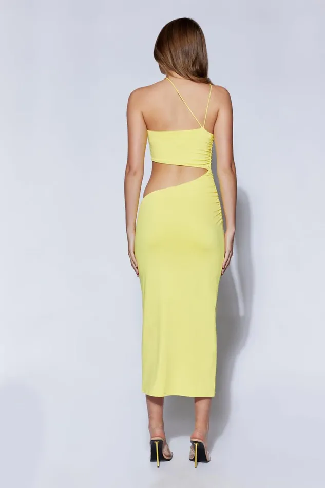 Meshki Midi Dresses Women Keira Side Cut Out Midi Dress 8211 Yellow Yellow Meshki Midi Dresses Women Keira Side Cut Out Midi Dress 8211 Yellow Yellow