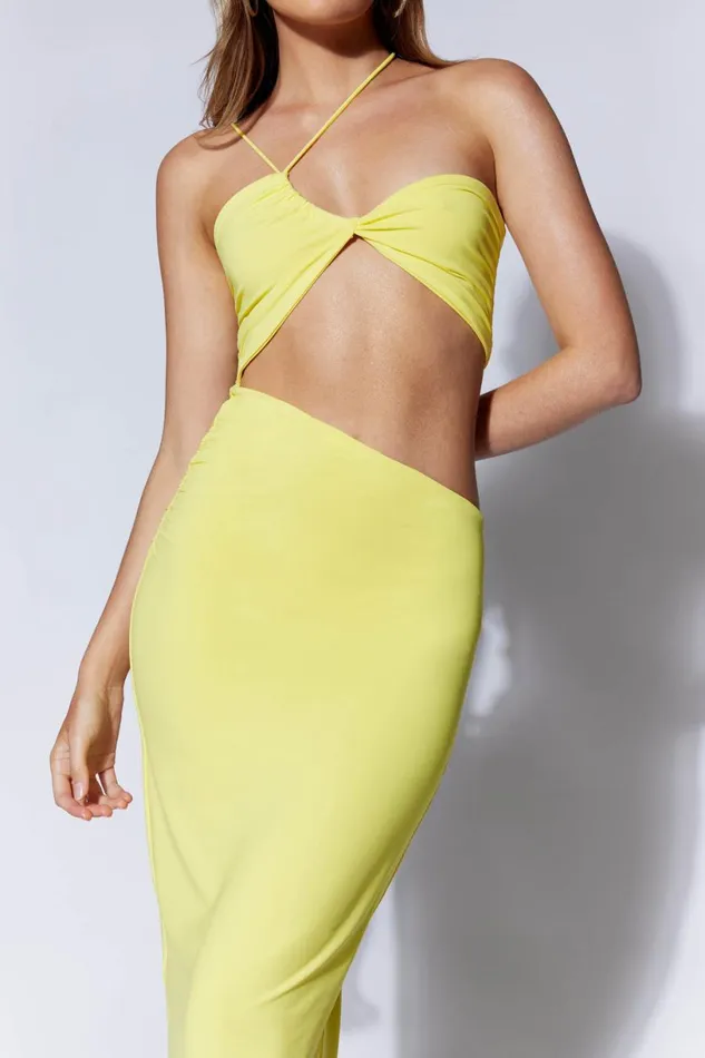 Meshki Midi Dresses Women Keira Side Cut Out Midi Dress 8211 Yellow Yellow Meshki Midi Dresses Women Keira Side Cut Out Midi Dress 8211 Yellow Yellow