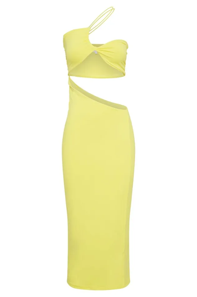 Meshki Midi Dresses Women Keira Side Cut Out Midi Dress 8211 Yellow Yellow Meshki Midi Dresses Women Keira Side Cut Out Midi Dress 8211 Yellow Yellow