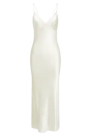 Meshki Midi Dresses Women Kiko Satin Chiffon Midi Dress 8211 Ivory Ivory