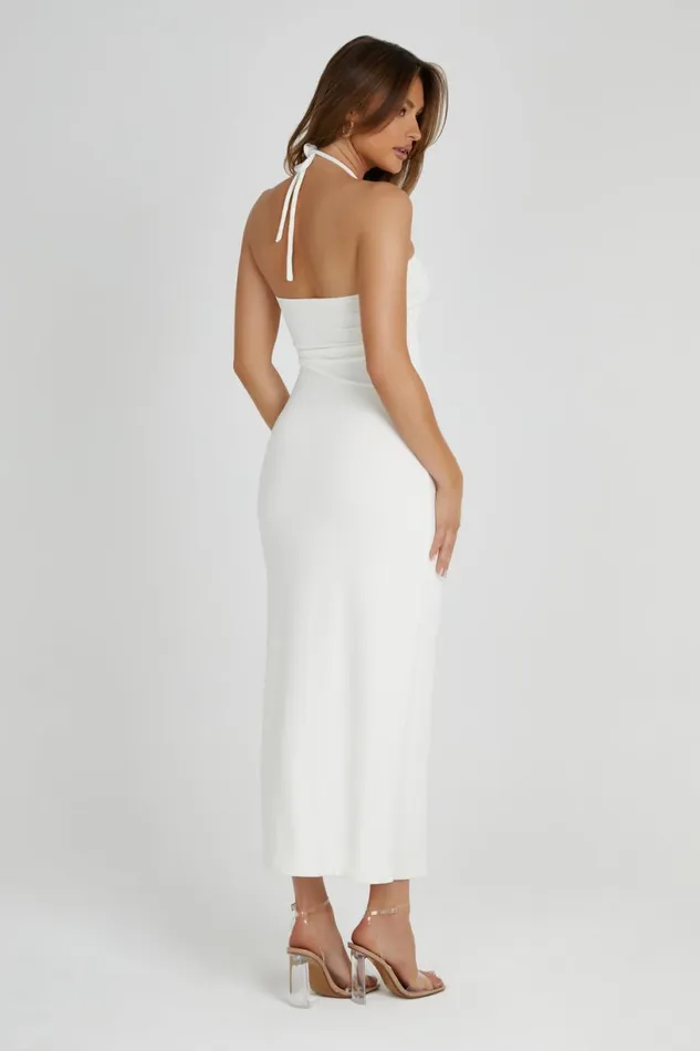 Meshki Midi Dresses Women Krissy Midi Twist Halter Jersey Dress 8211 White White
